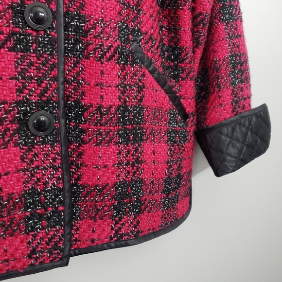 Bob Mackie Red Plaid Tweed Wearable Art Jacket S - Picture 4 of 12